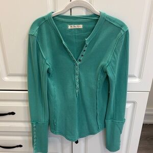 We The Free Turquoise Buttoned Henley